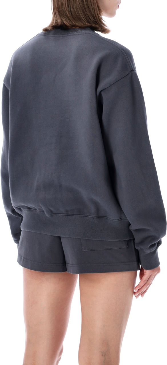 Sporty & Rich Varsity Crew Neck Carbon Choco Donkergrijs