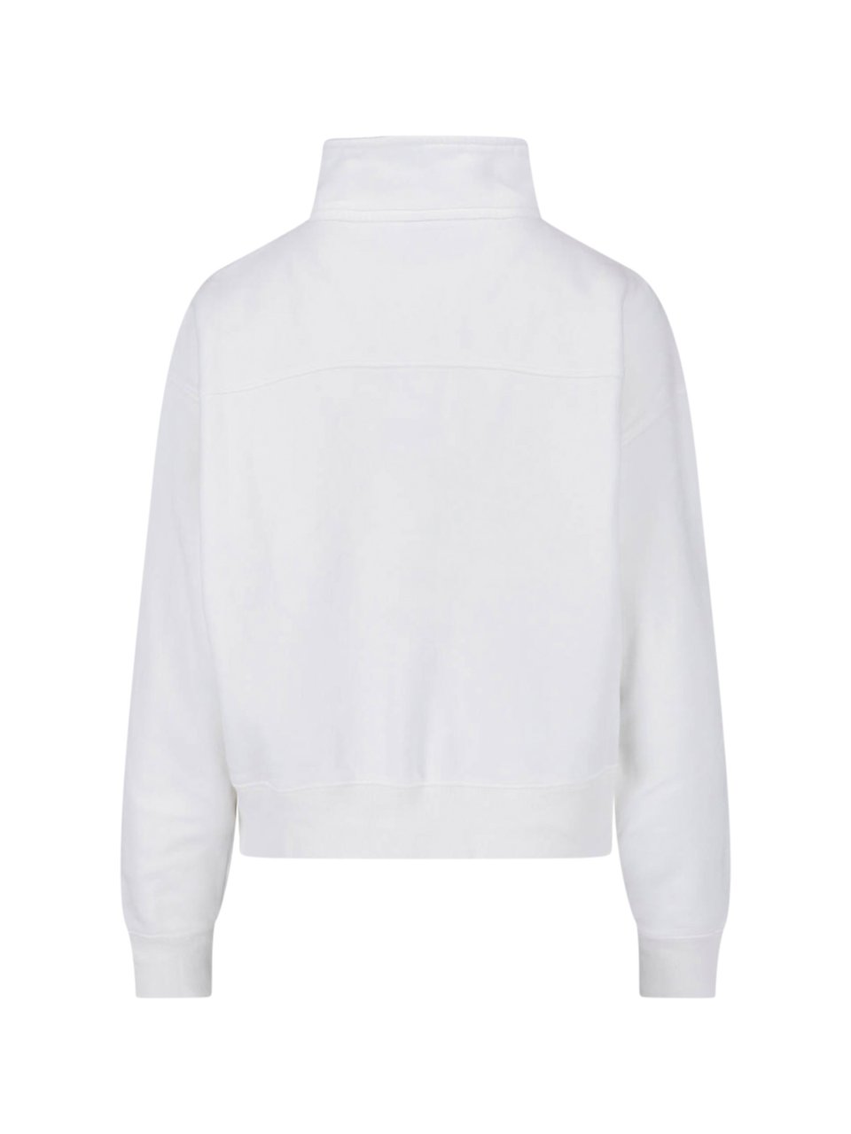 Sporty & Rich Cropped Sweater with High Collar and Embroidered Logo Wit