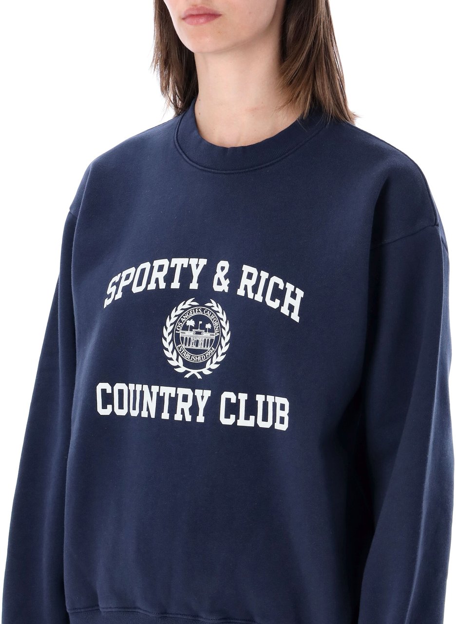 Sporty & Rich Country Club Varsity Crewneck Blue Navy