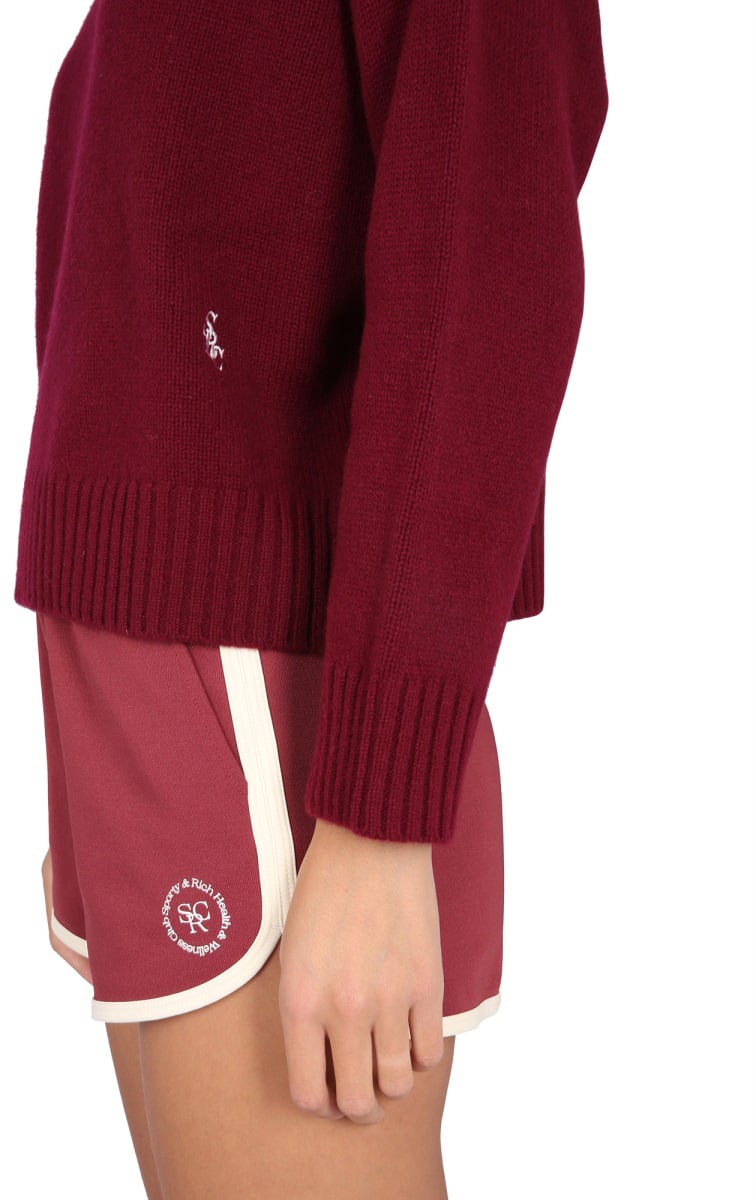 Sporty & Rich Cropped Turtleneck Sweater With Ribbed Texture Rood