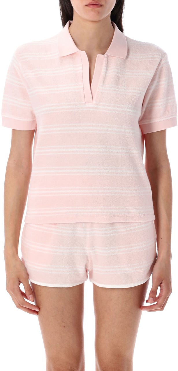 Sporty & Rich Terry Polo Pink Striped Roze