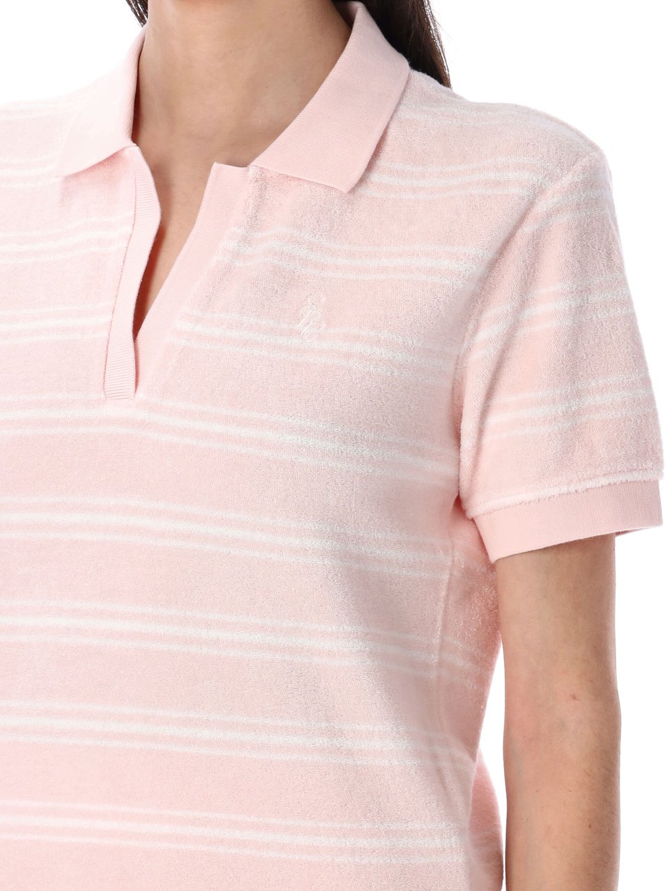 Sporty & Rich Terry Polo Pink Striped Roze
