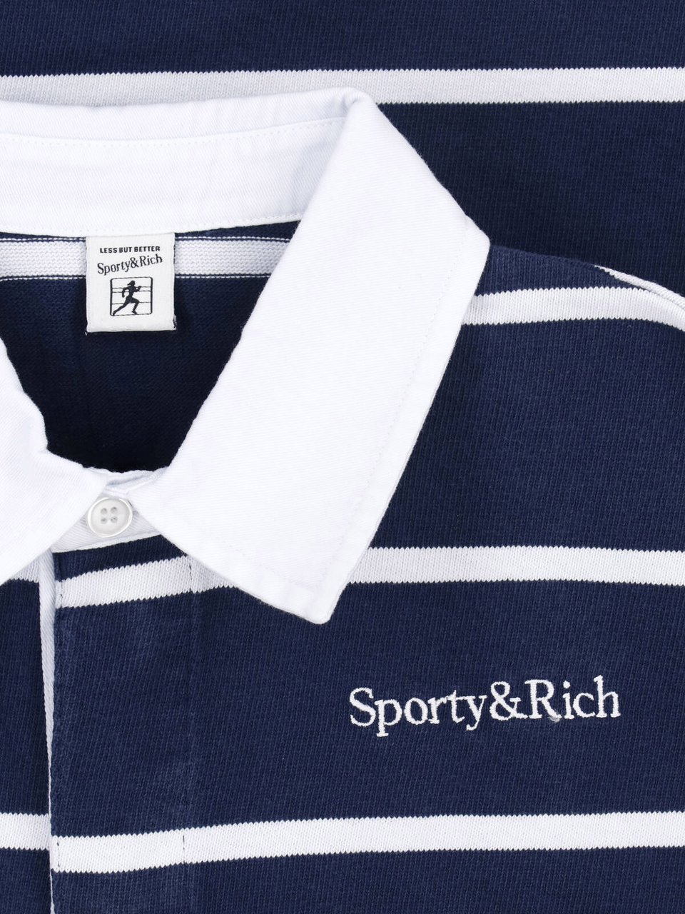 Sporty & Rich Cropped Sweater with Classic White Collar Blauw