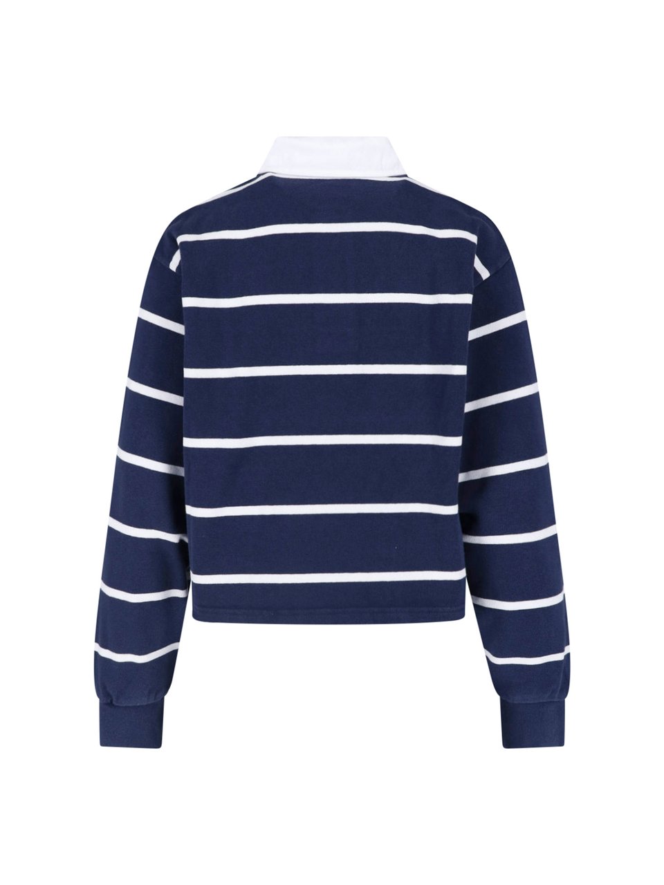 Sporty & Rich Cropped Sweater with Classic White Collar Blauw