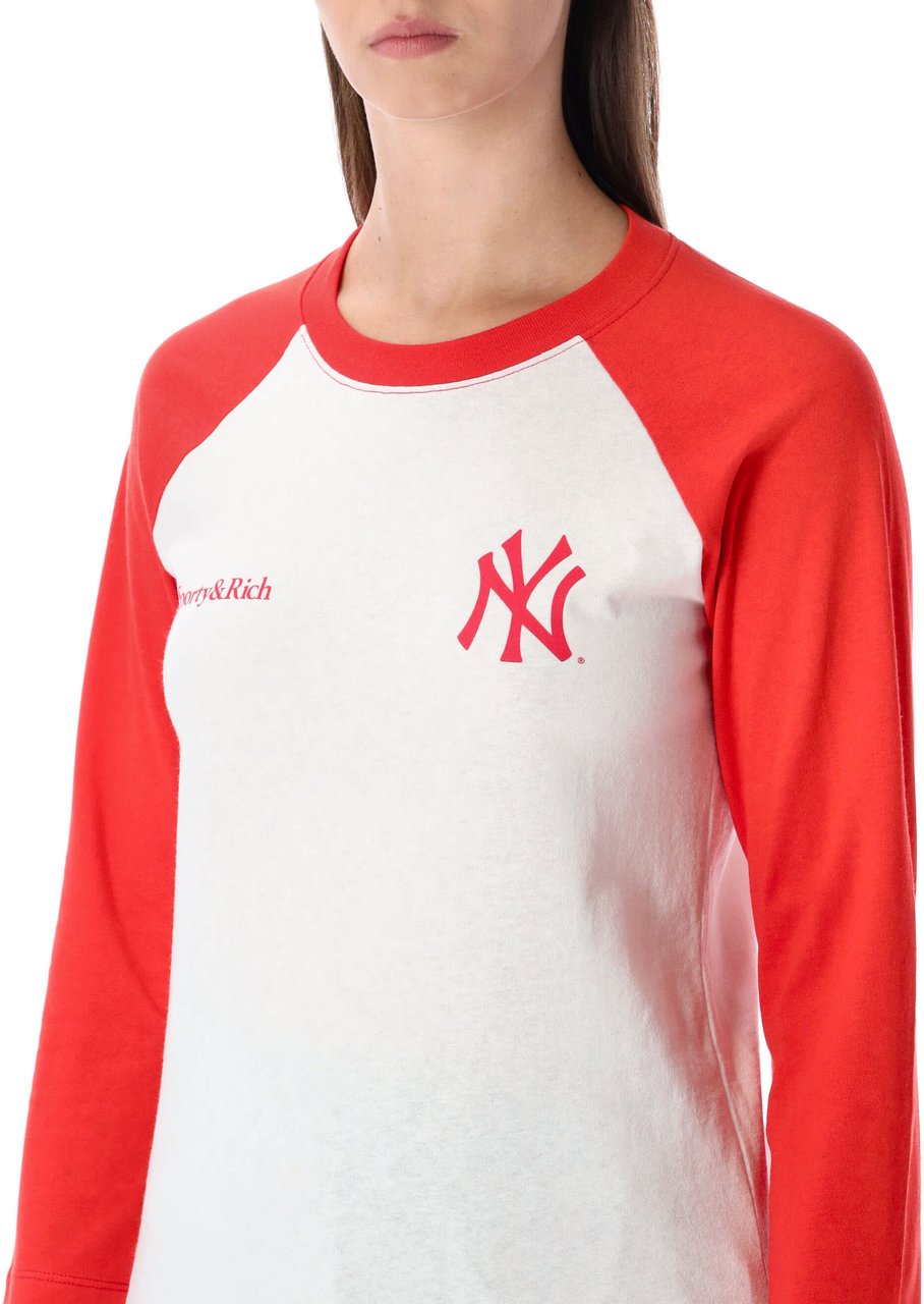 Sporty & Rich Yankees Baseball Tee White Red Rood