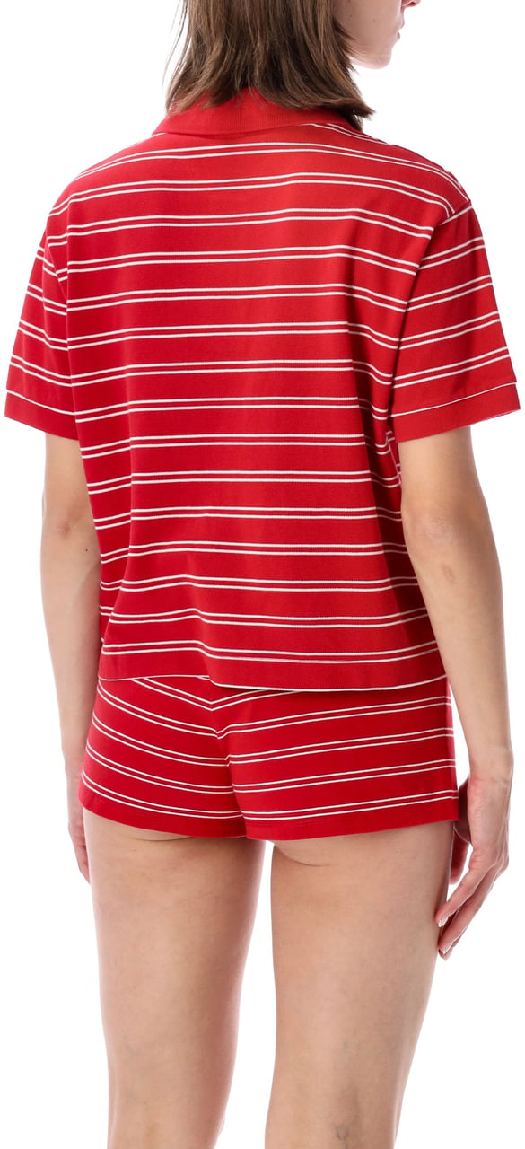 Sporty & Rich Signature Polo Stripe Ruby White Rood