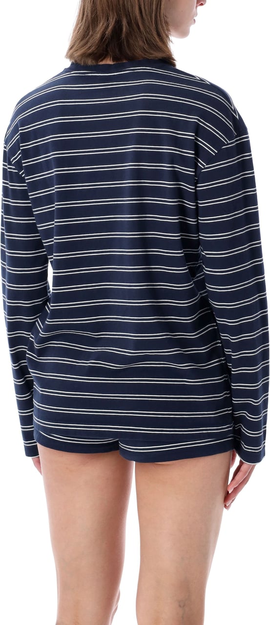 Sporty & Rich Signature Ls Tee Stripe Dark Navy White Navy