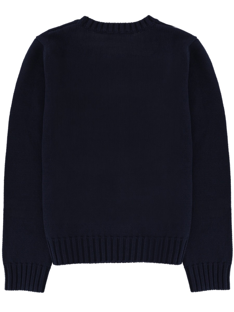 Sporty & Rich Logo Ribbed Cotton Crewneck Jersey Zwart