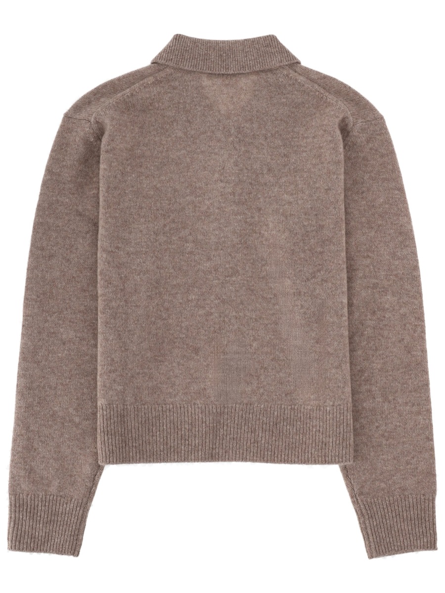 Sporty & Rich Cashmere-Blend Cropped Polo Shirt Bruin