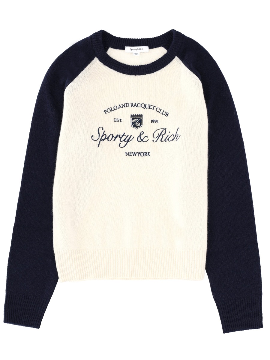 Sporty & Rich Grey Cashmere-Blend Raglan Sleeve Sweatshirt Neutraal