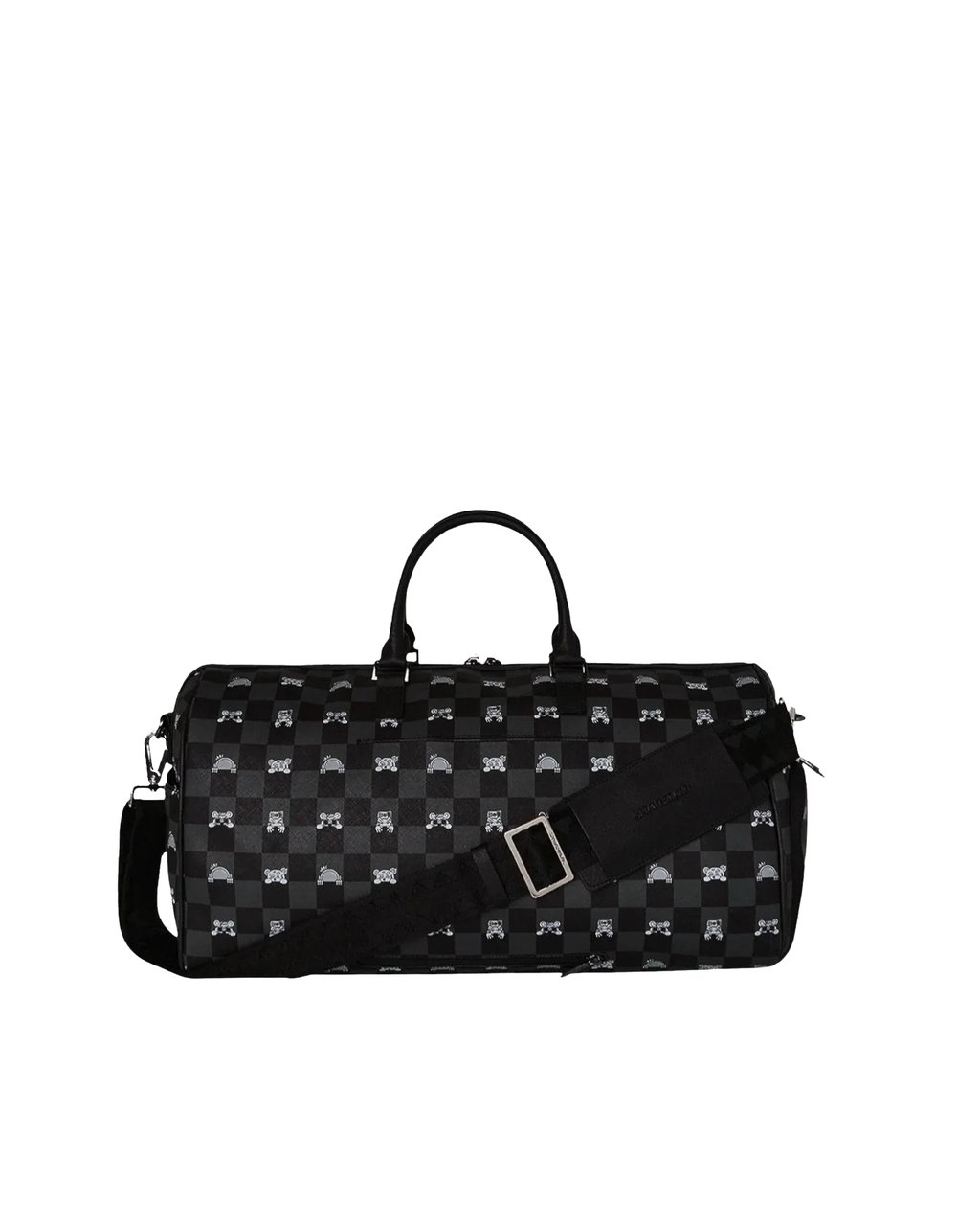 Sprayground Cylindrical Eco Leather Duffle Bag with Shark Graphic Zwart
