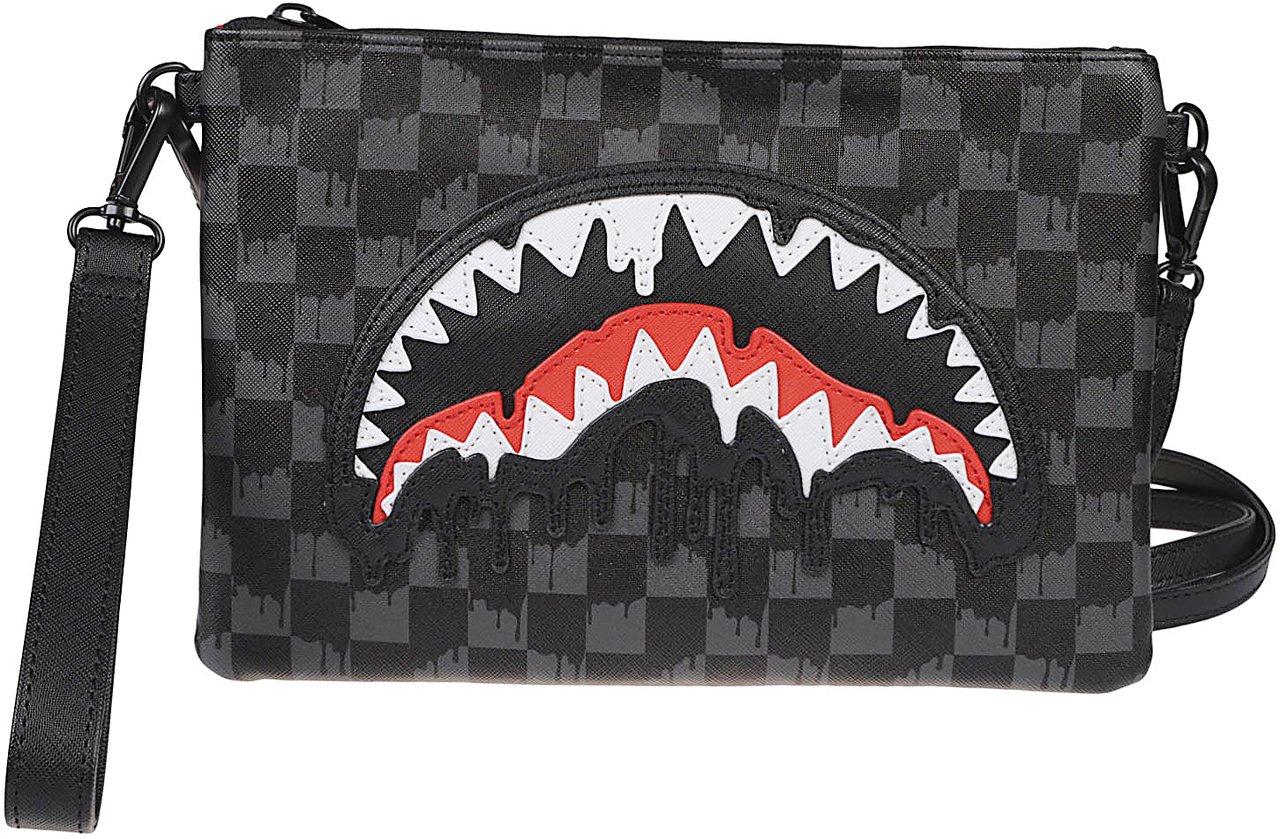Sprayground Dripping Sharks In Paris Crossover Clutch Bag Black Zwart