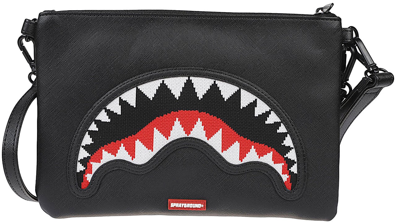 Sprayground Fly Knit Mouth Crossover Clutch Bag Black Zwart