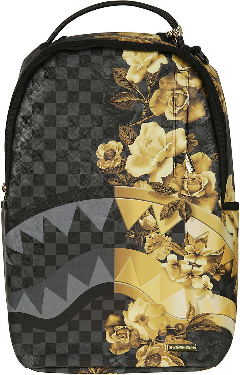Sprayground Gold Floral Remix Backpack Black Zwart