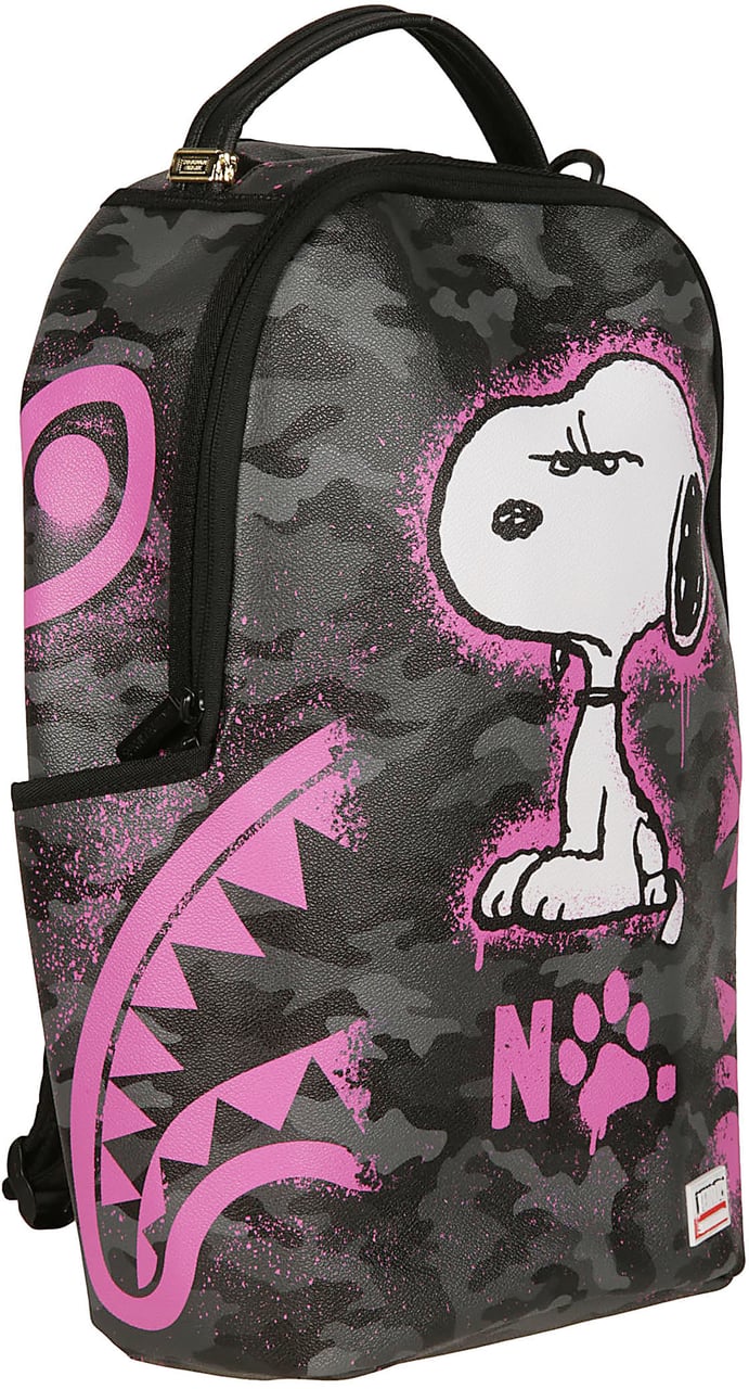 Sprayground Snoopy Pink Stencil Backpack Black Zwart