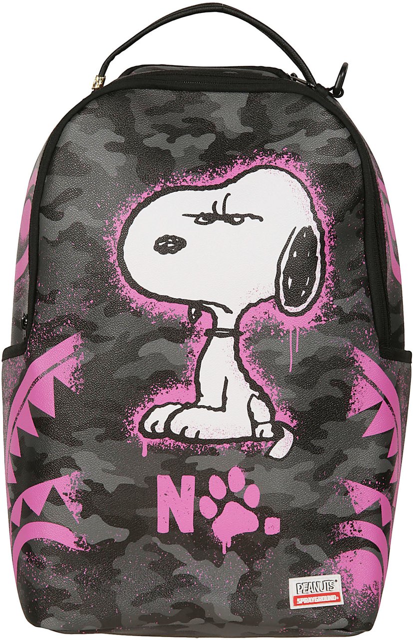 Sprayground Snoopy Pink Stencil Backpack Black Zwart