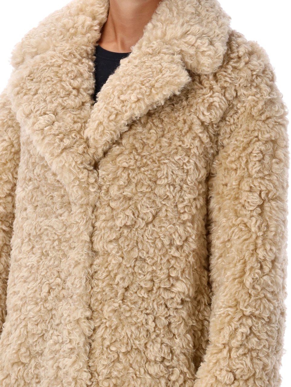 Stand Studio Camille Cocoon Coat Curled Natural Beige Beige