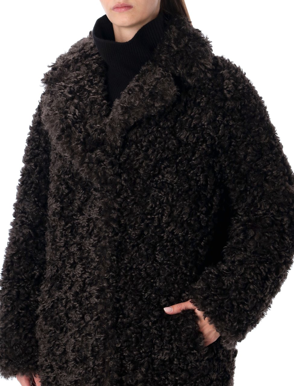 Stand Studio Camille Cocoon Coat Curled Dark Chocolate Bruin