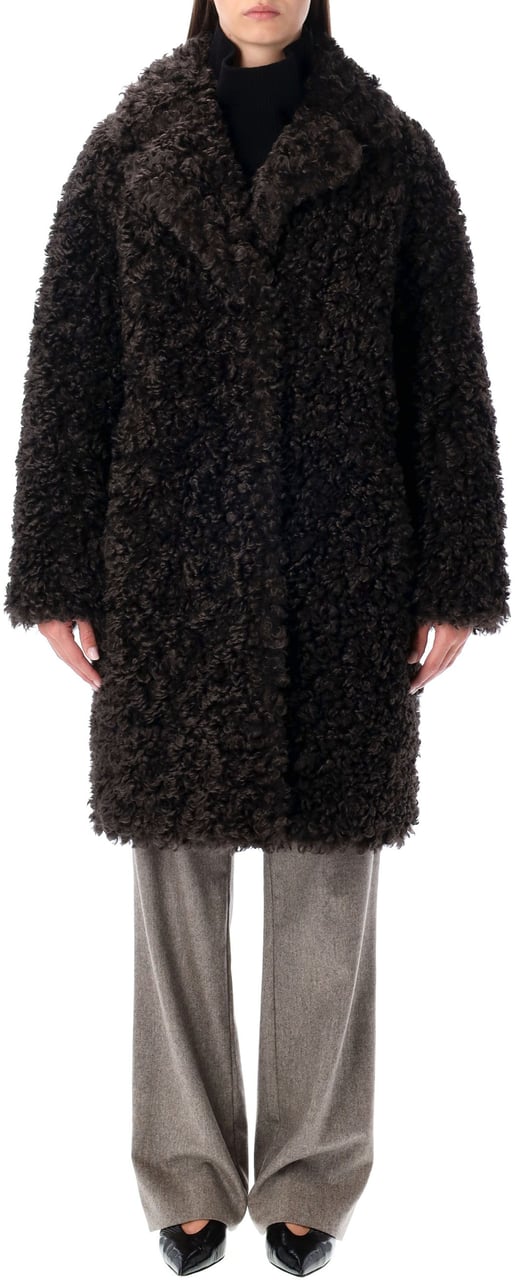 Stand Studio Camille Cocoon Coat Curled Dark Chocolate Bruin