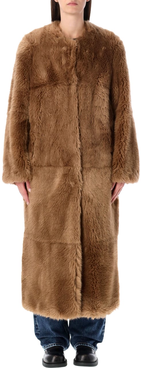 Stand Studio Hilma Eco Fur Coat Nougat Bruin