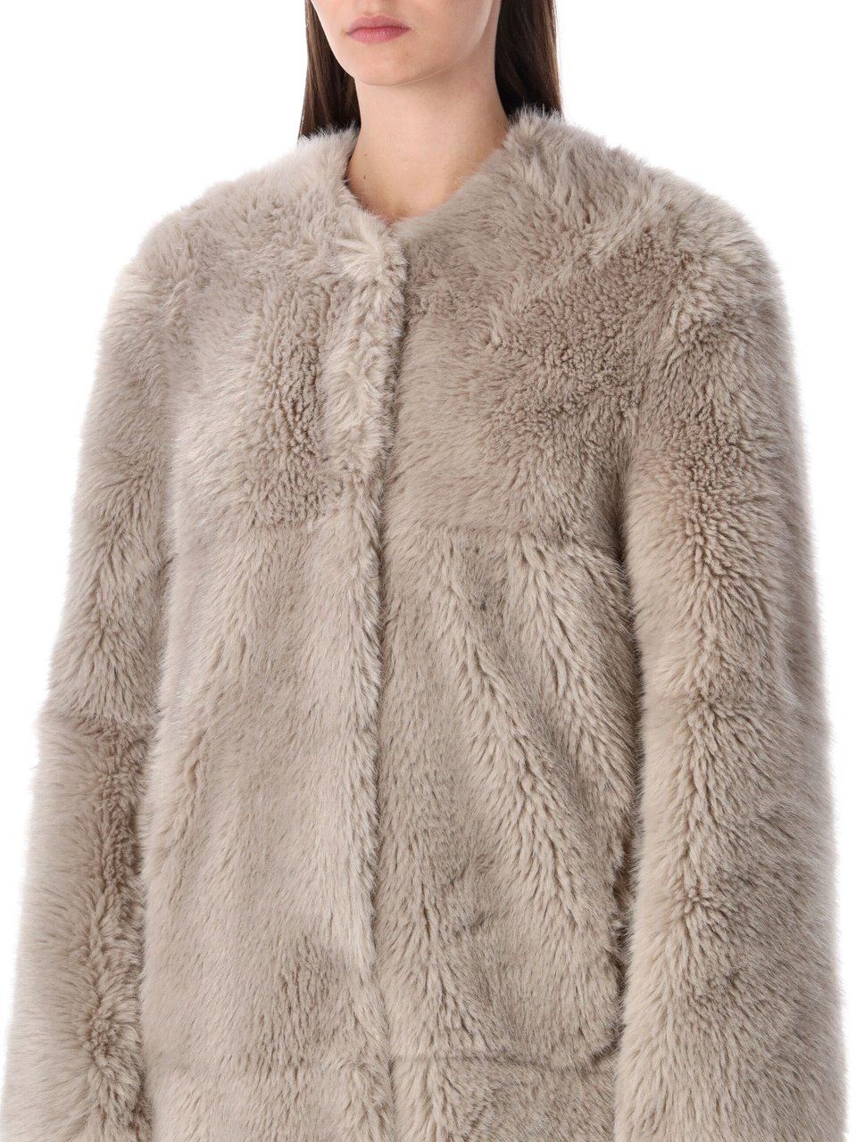 Stand Studio Hilma Eco Fur Coat Grigio Grijs