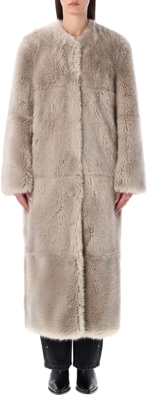 Stand Studio Hilma Eco Fur Coat Grigio Grijs