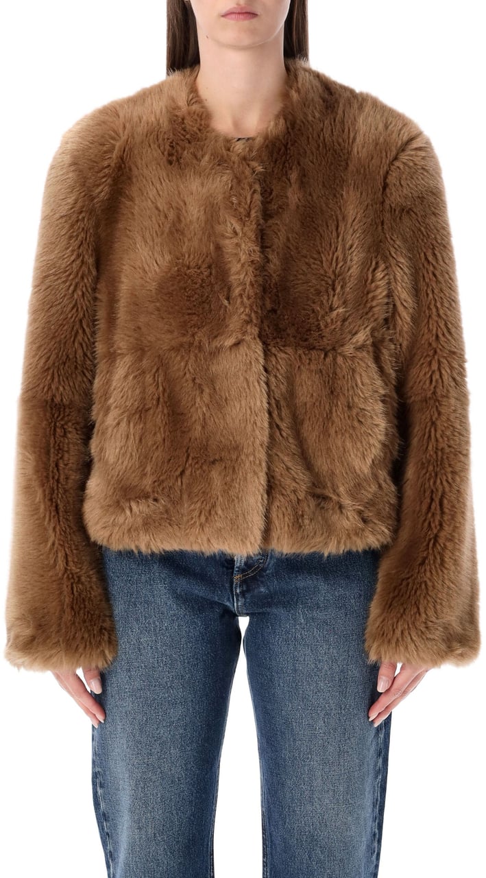 Stand Studio Halle Eco Fur Jacket Nougat Bruin