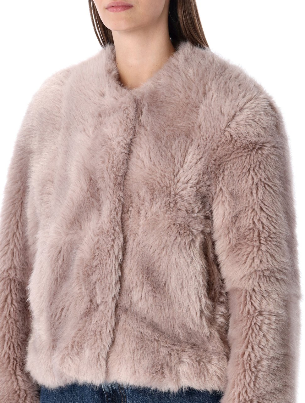 Stand Studio Halle Eco Fur Jacket Dusty Rose Roze