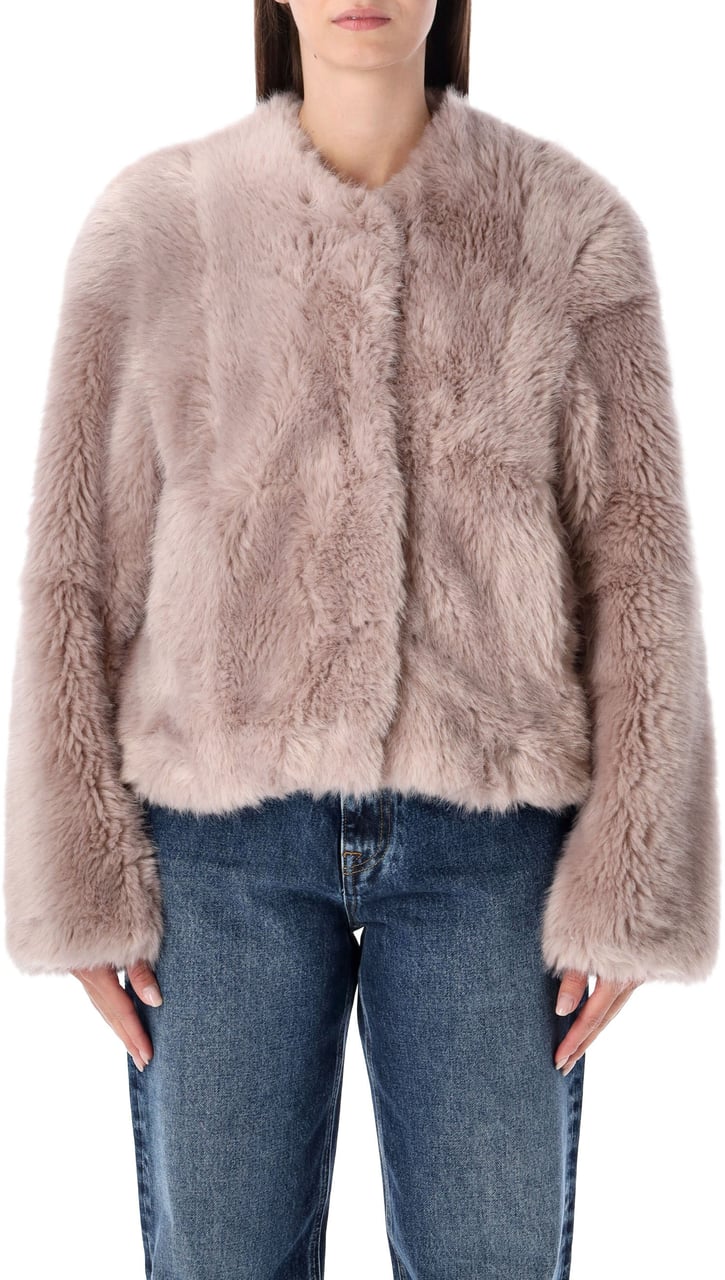 Stand Studio Halle Eco Fur Jacket Dusty Rose Roze
