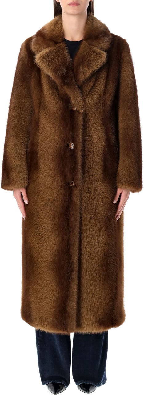 Stand Studio Nora Coat Eco Fur Luxe Natural Brown Bruin