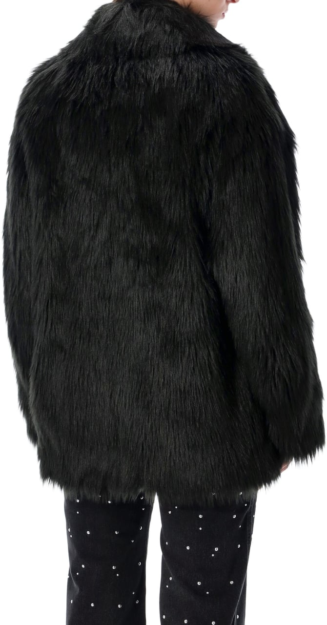 Stand Studio Katalina Eco Fur Furry Coat Nero Zwart