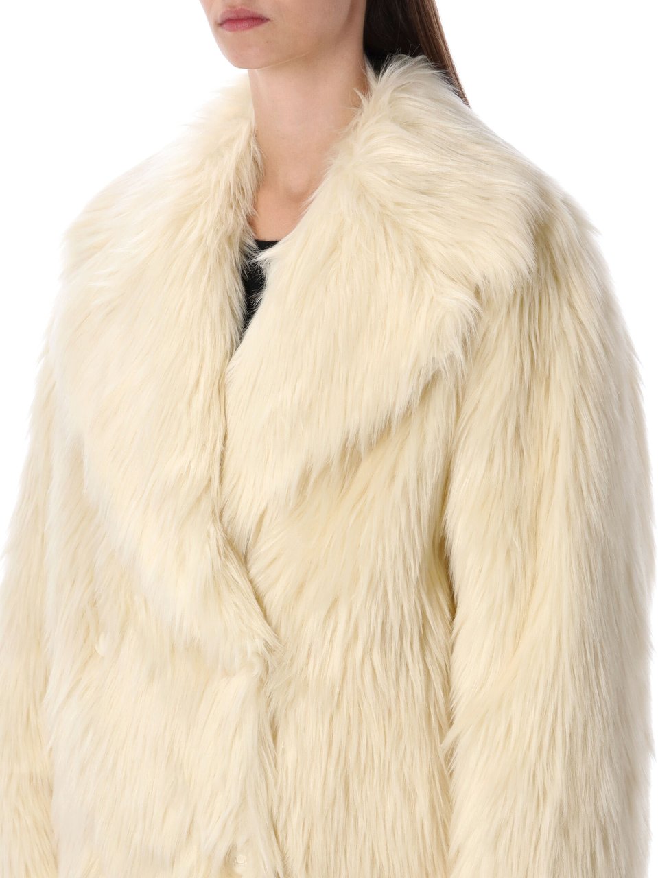 Stand Studio Katalina Eco Fur Furry Coat Bianco Wit