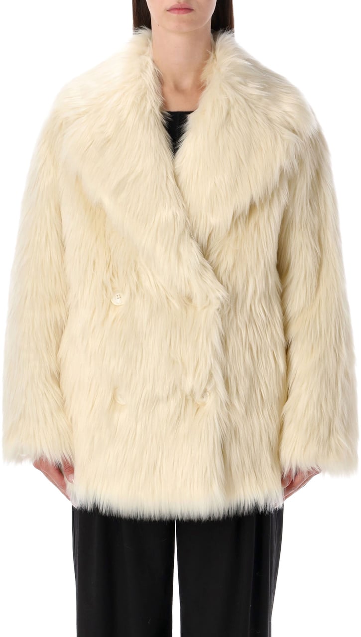 Stand Studio Katalina Eco Fur Furry Coat Bianco Wit