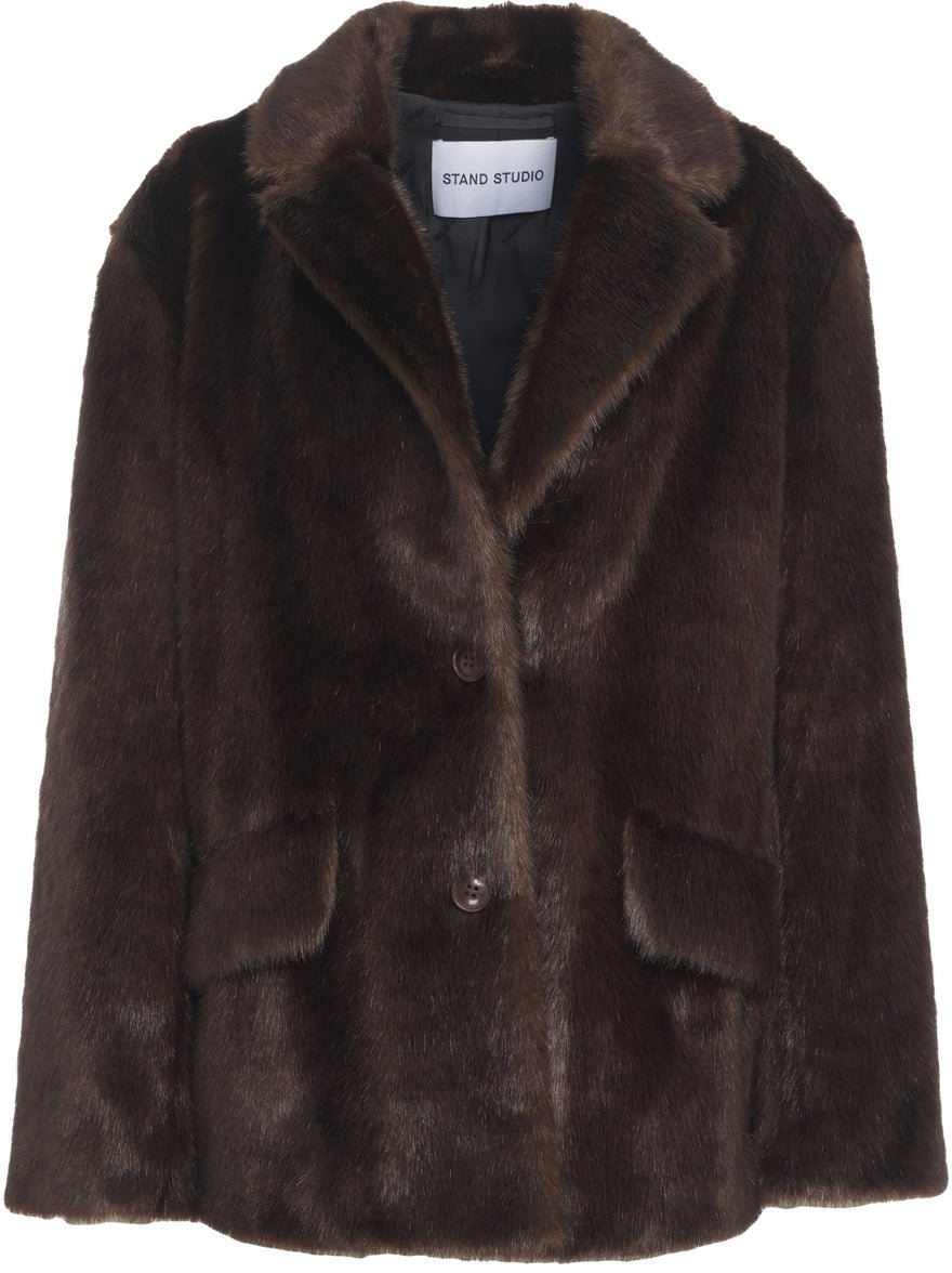 Stand Studio Faux fur jacket 'Evyn' Bruin