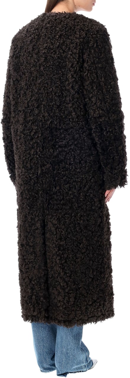 Stand Studio Renata Coat Eco Fur Curly Dark Chocolate Bruin