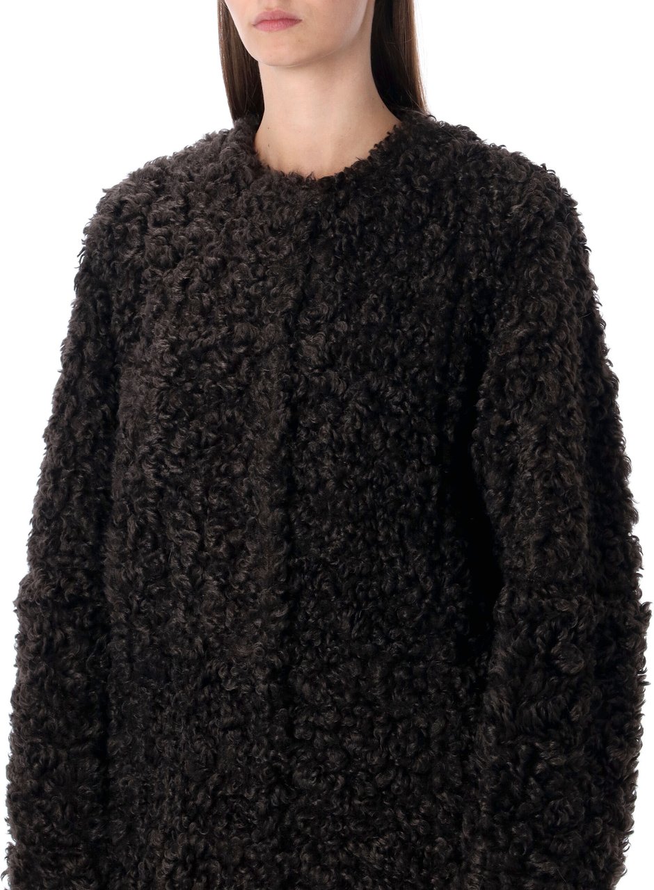 Stand Studio Renata Coat Eco Fur Curly Dark Chocolate Bruin