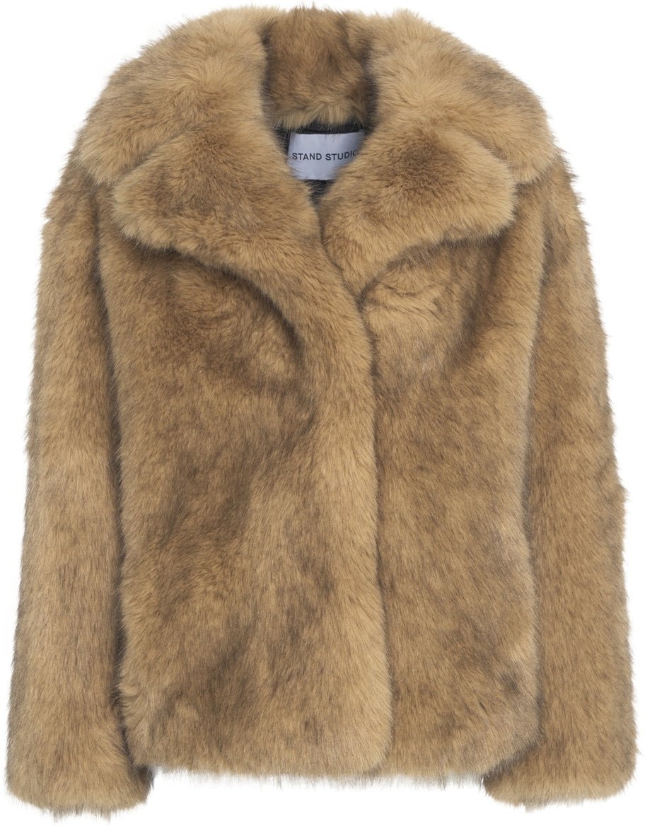 Stand Studio Faux fur jacket 'Valentina' Beige