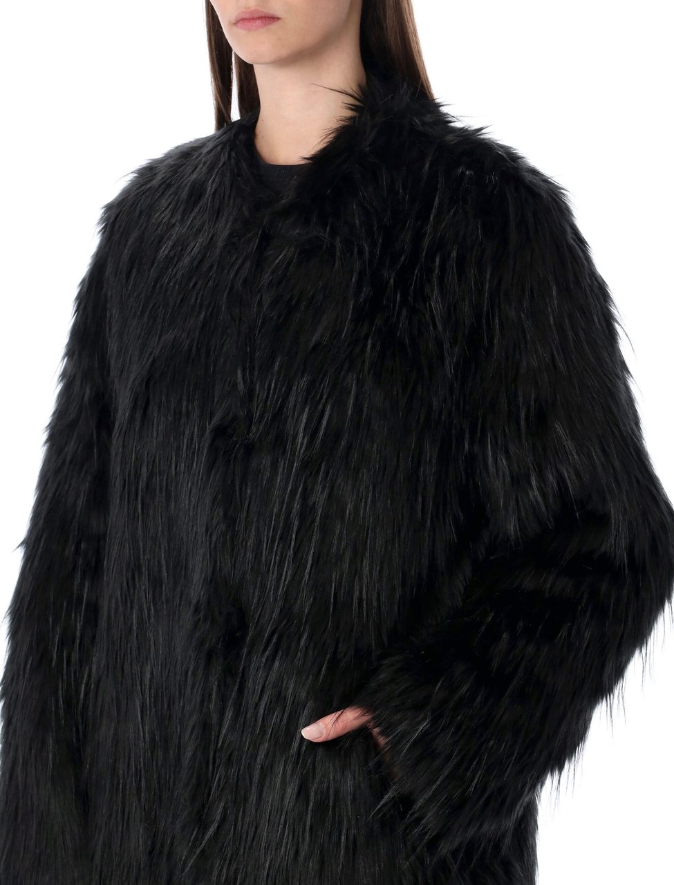 Stand Studio Carolina Eco Fur Coat Nero Zwart