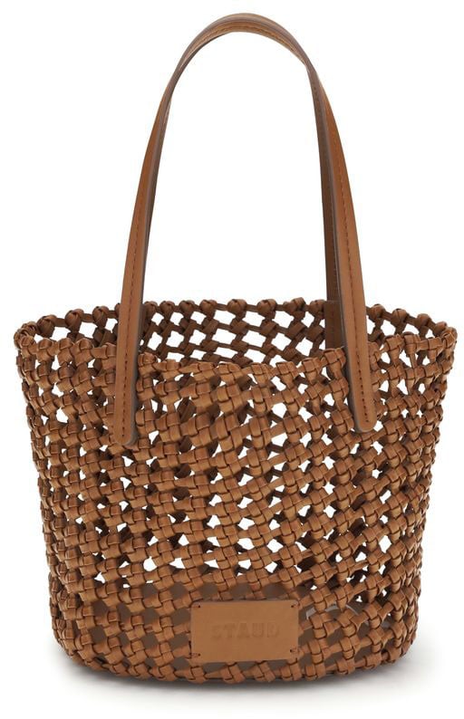 Staud Brown Calf Leather Bos Taurus Backet Bag Bruin
