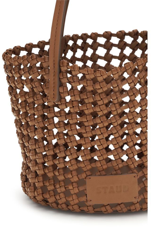 Staud Brown Calf Leather Bos Taurus Backet Bag Bruin