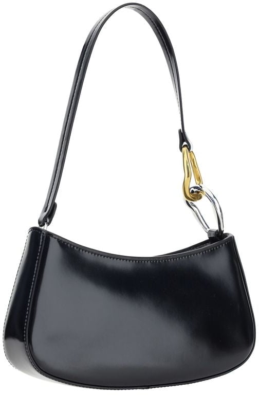 Staud Black Calf Leather Bos Taurus Shoulder Bag Zwart