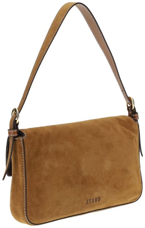 Staud Brown Calf Leather Bos Taurus Shoulder Bag Bruin