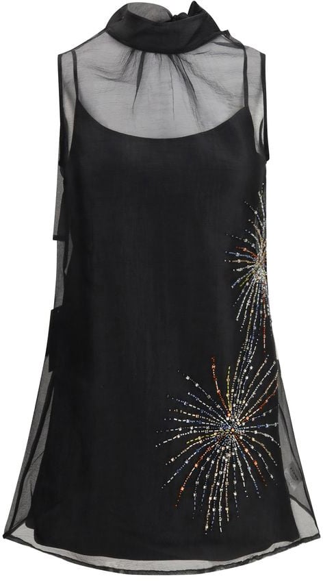Staud Black Polyester Casual Dress Zwart