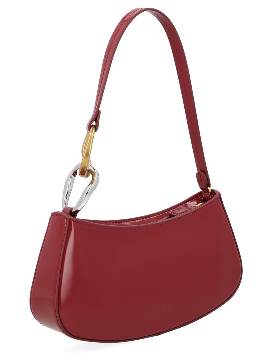 Staud Ollie Cow Leather Crescent Shoulder Bag Rood