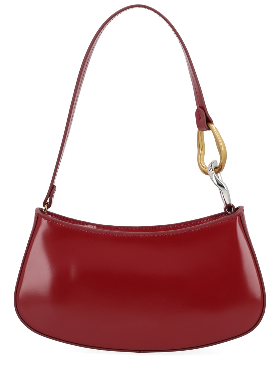 Staud Ollie Cow Leather Crescent Shoulder Bag Rood