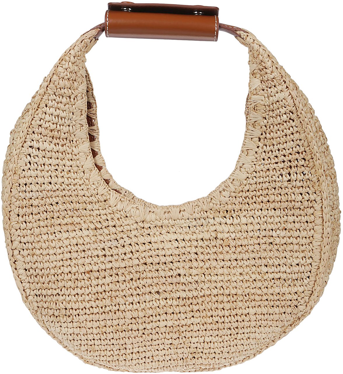 Staud Moon Raffia Tote Bag Nude Beige