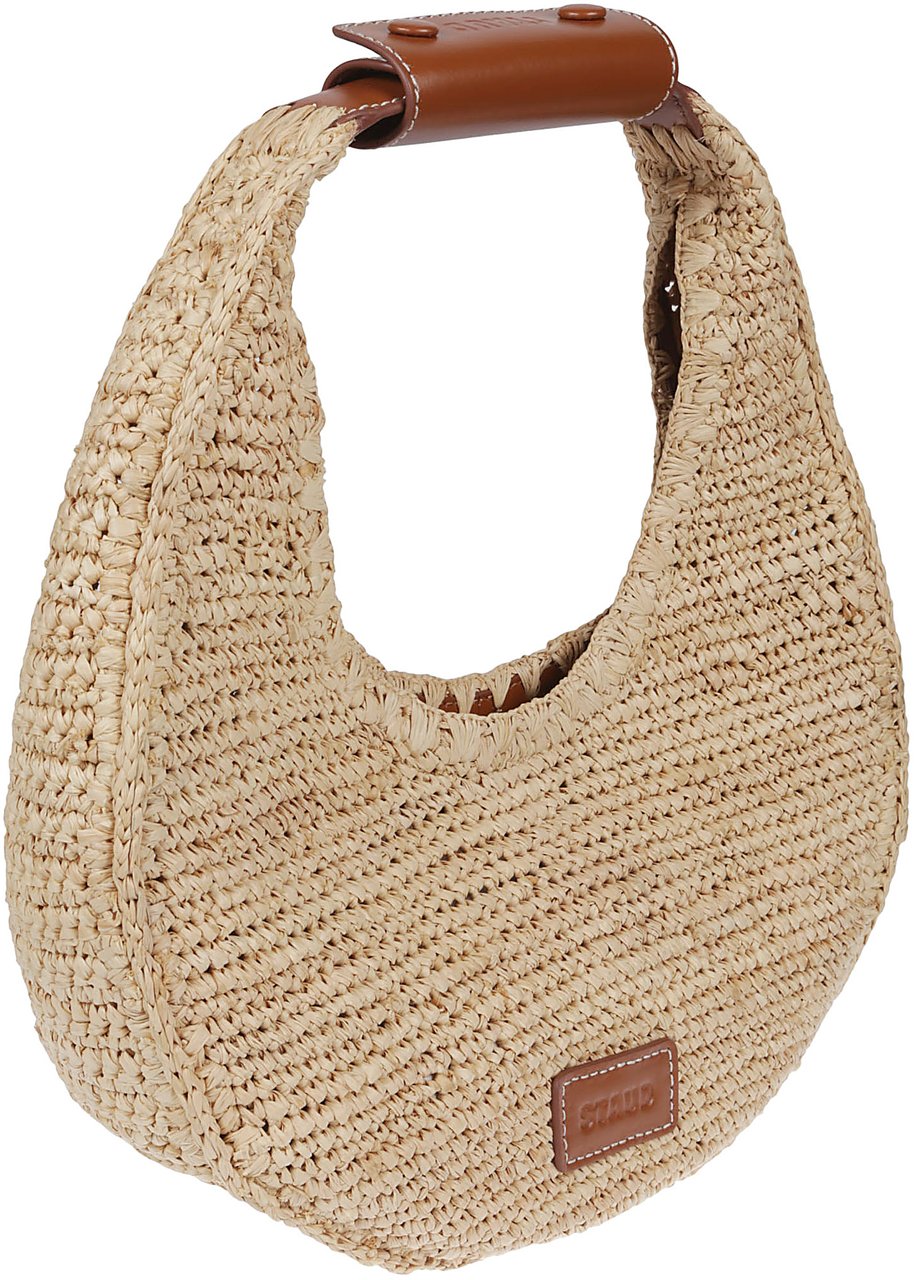 Staud Moon Raffia Tote Bag Nude Beige
