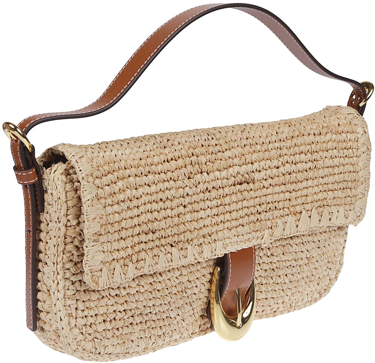 Staud Harlow Raffia Shoulder Bag Nude Beige