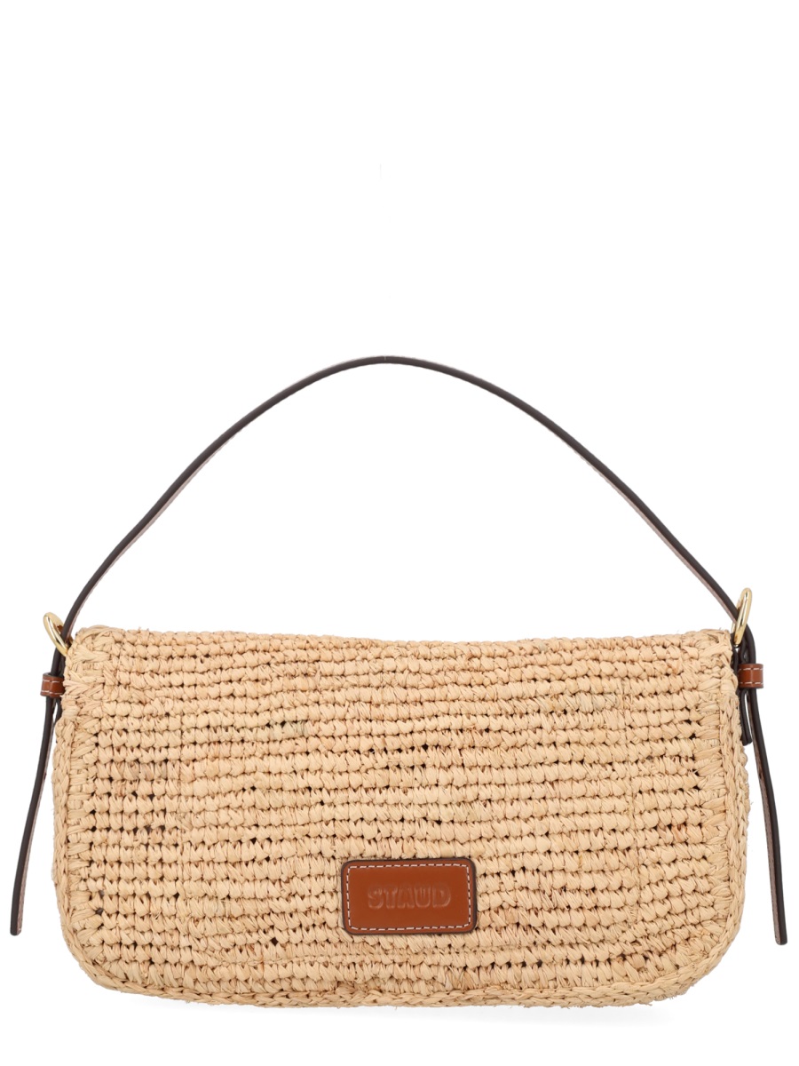 Staud Brown Harlow Structured Raffia Shoulder Bag Neutraal