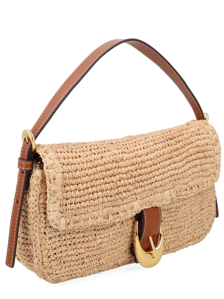 Staud Brown Harlow Structured Raffia Shoulder Bag Neutraal